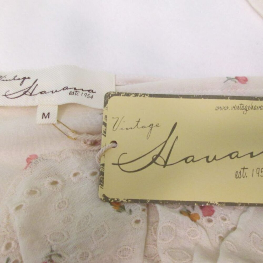 VINTAGE HAVANA Floral Print Surplice Cotton Crop Top-Ivory-M-NWT - Picture 6 of 14